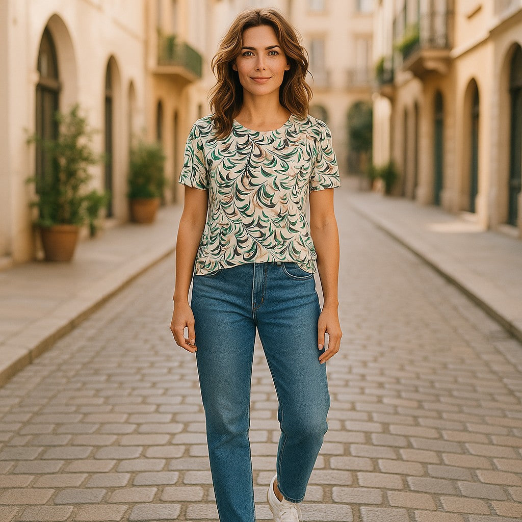 Bluza imprimeu Floral XL-5XL maneca scurta