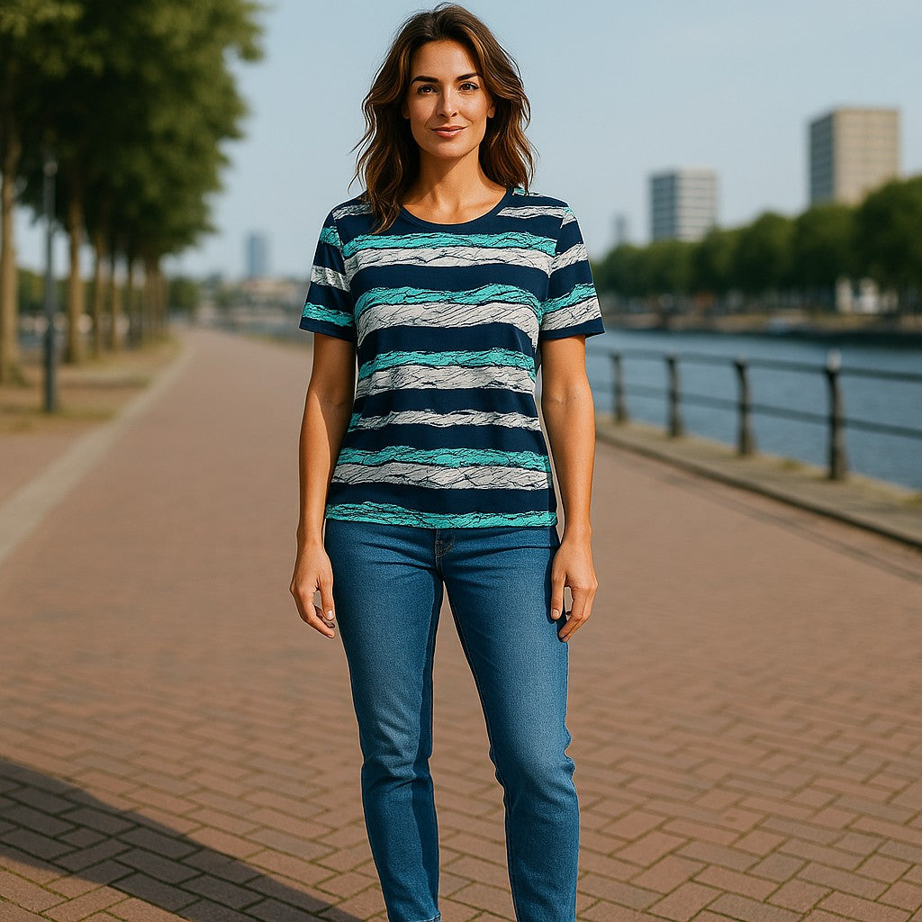 Bluze cu imprimeu si rotunde la gat XL-5XL