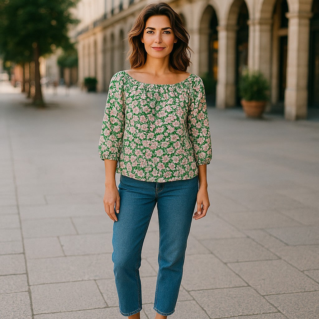 Bluze din In cu imprimeu 4XL-6XL