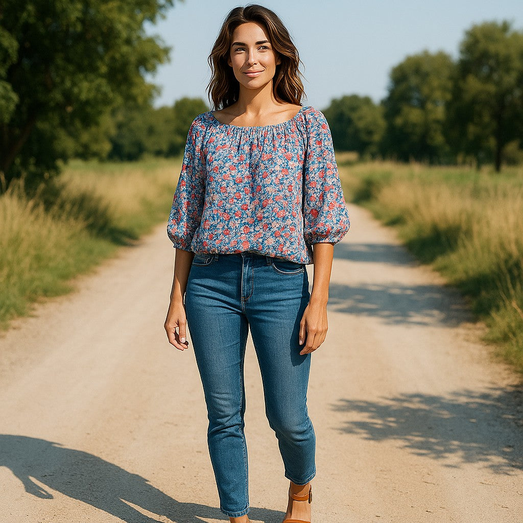 Bluze din In cu imprimeu 4XL-6XL