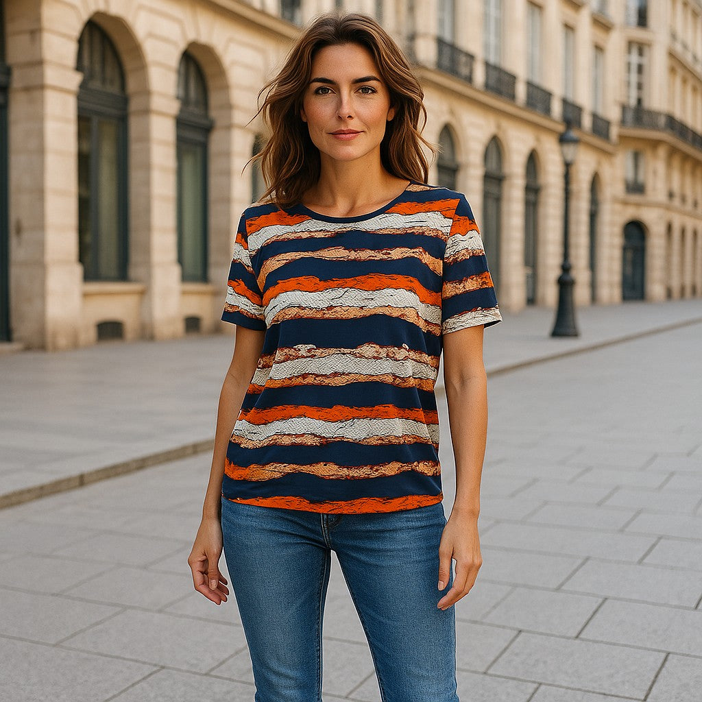 Bluze cu imprimeu si rotunde la gat XL-5XL