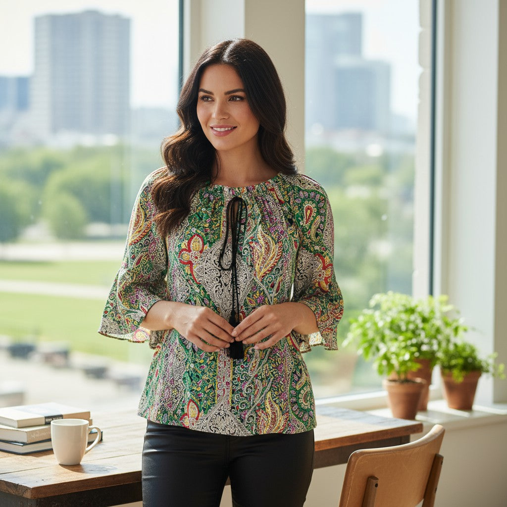 Bluza eleganta maneca 3/4 cu snur