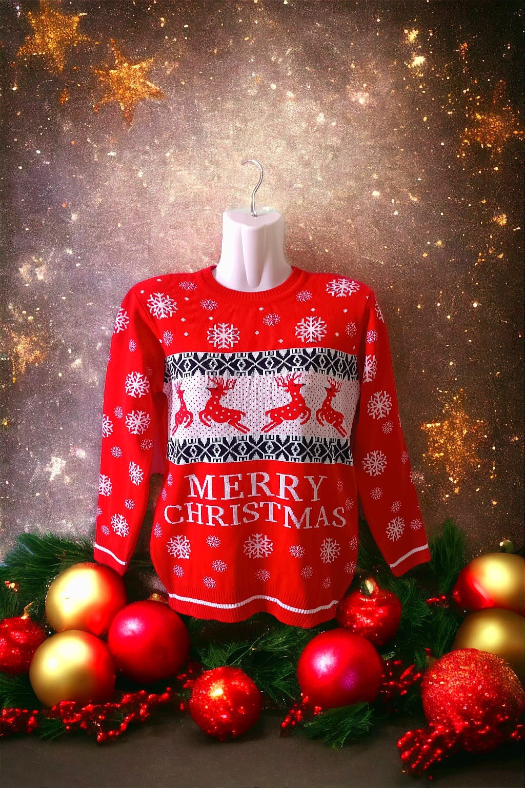 Pulovere Cu Bucurie Moda Crăciunului la Tine Acasă - AMG SHOP - Pulovere Cu Bucurie Moda Crăciunului la Tine Acasă pulovere AMG SHop XS Rosu Merry Christmas Elegant - 