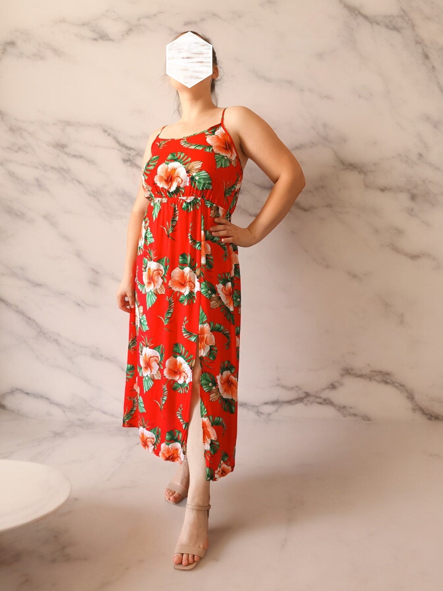Rochie dama lunga cu imprimeu si umeri goi - AMG SHOP -  - 