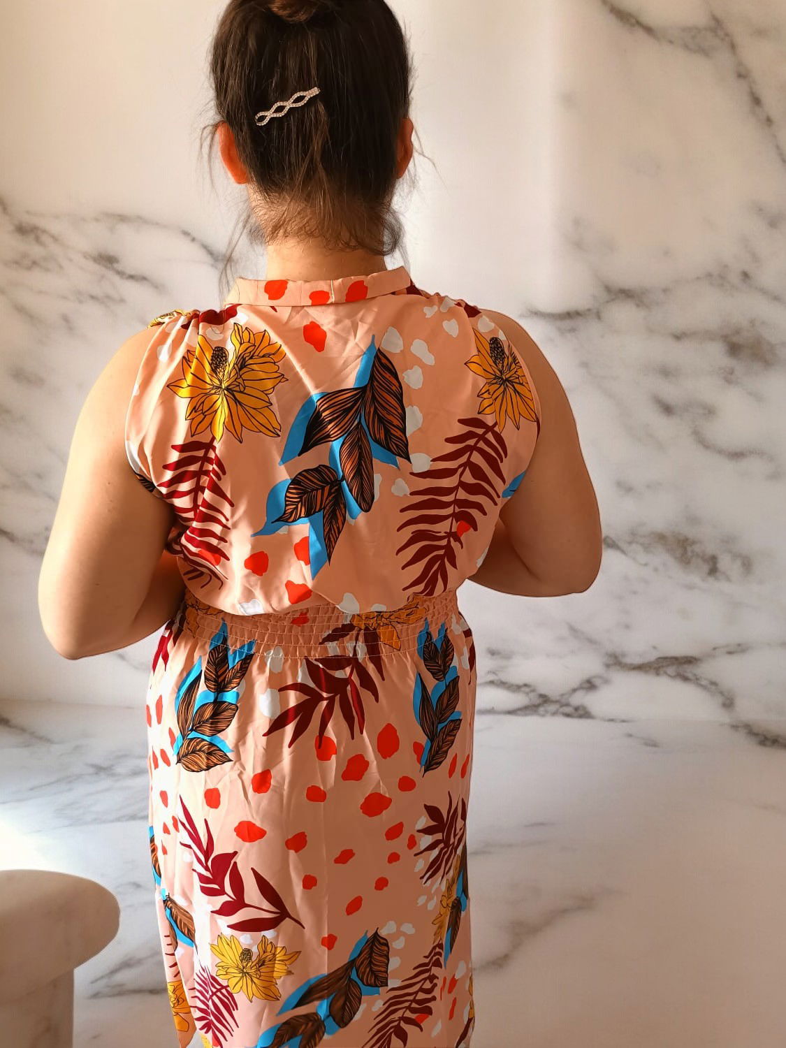 Rochie material moale cu guler in V - AMG SHOP -  - 