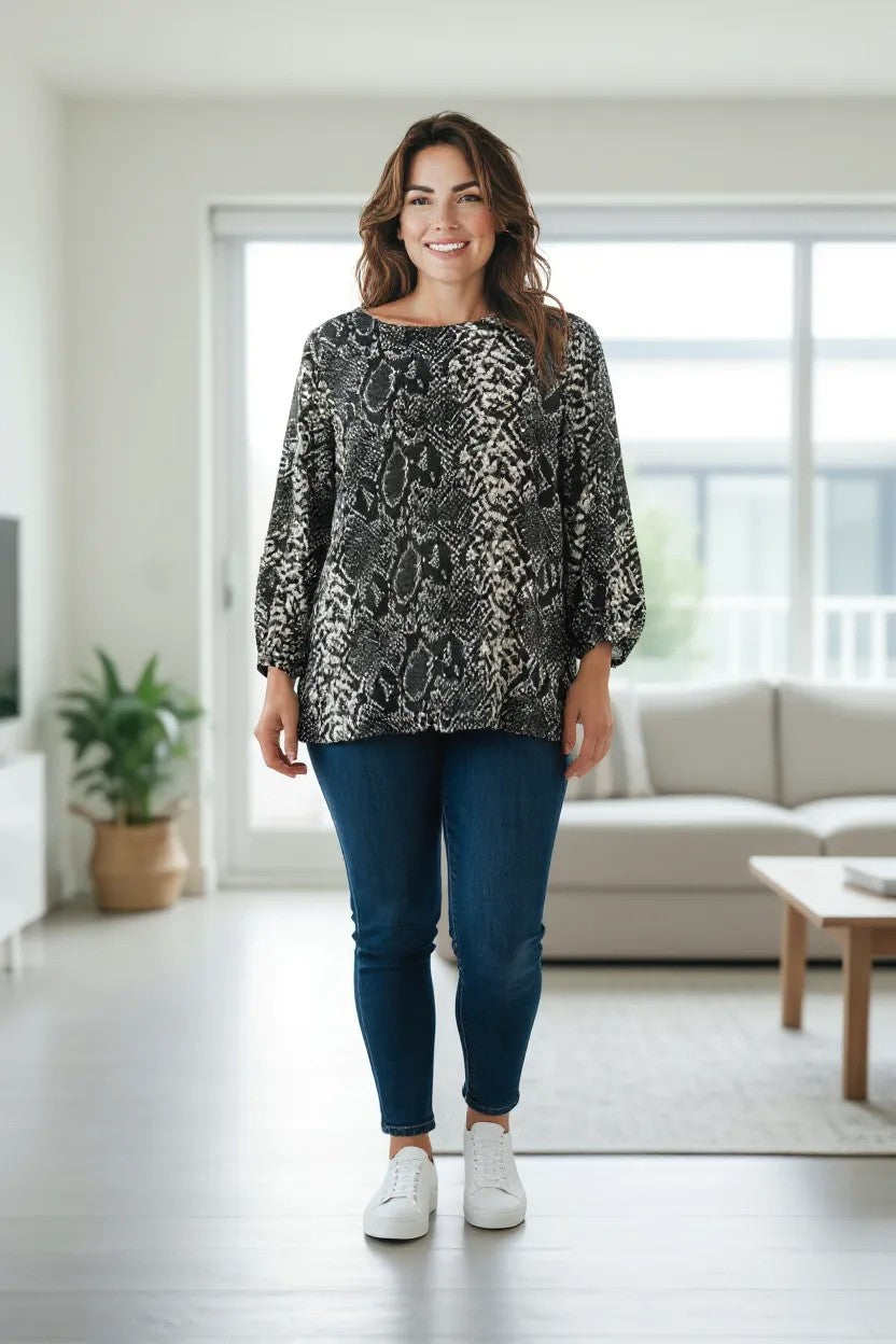 Bluza cu imprimeu floral deosebit cu maneca lunga 5XL-8XL