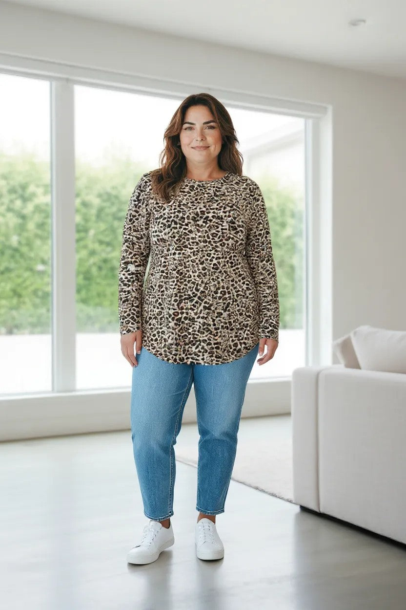 Bluza cu imprimeu floral deosebit cu maneca lunga 5XL-8XL
