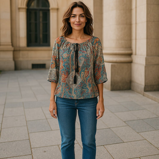 Bluza eleganta maneca 3/4 cu snur