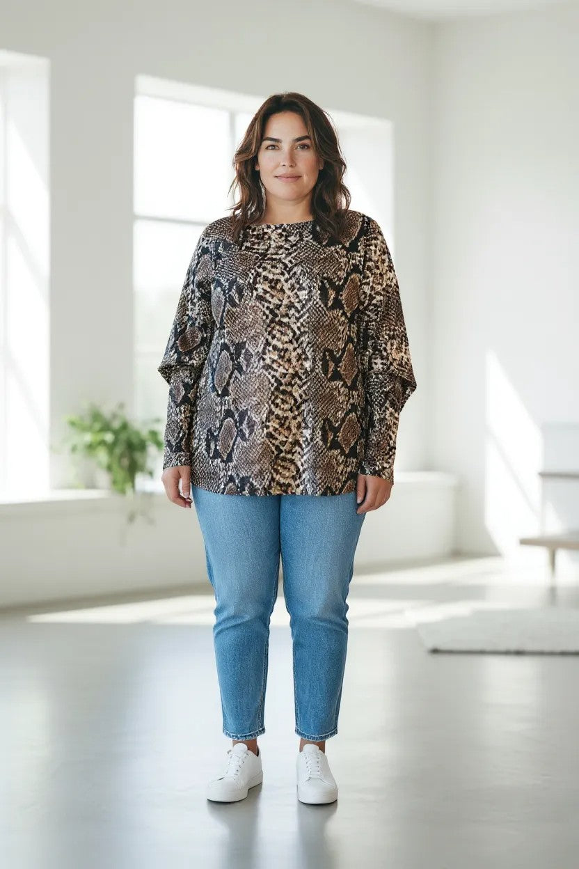 Bluza cu imprimeu floral deosebit cu maneca lunga 5XL-8XL