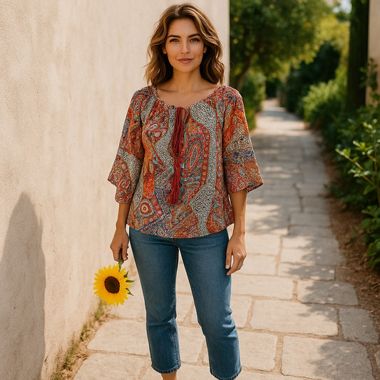 Bluza eleganta maneca 3/4 cu snur
