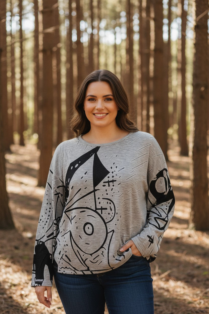 Bluza cu imprimeu marime mare 6-7XL maneca lunga