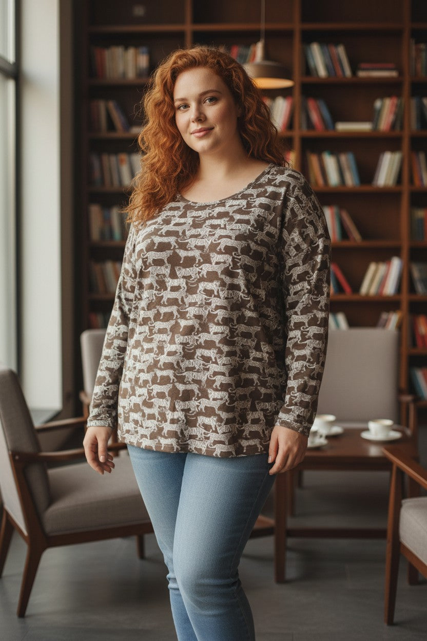 Bluza cu imprimeu marime mare 6-7XL maneca lunga