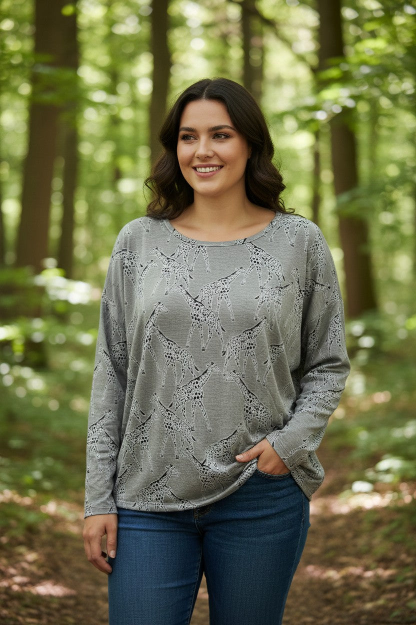 Bluza cu imprimeu marime mare 6-7XL maneca lunga