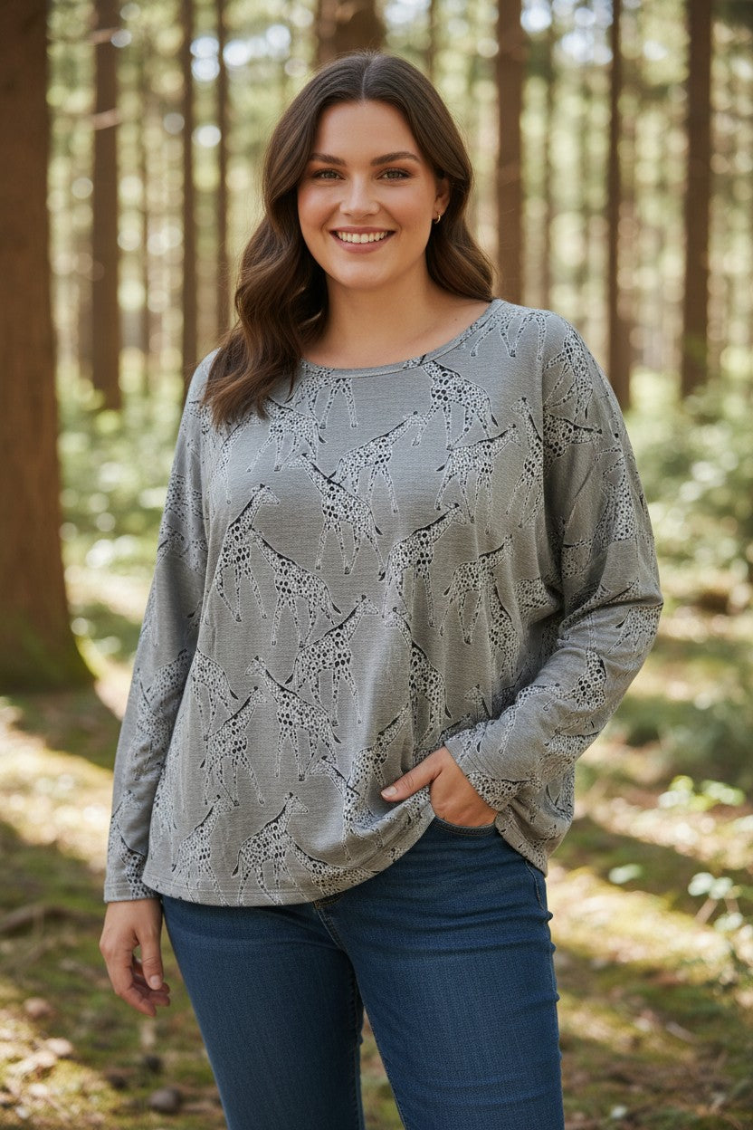 Bluza cu imprimeu marime mare 6-7XL maneca lunga