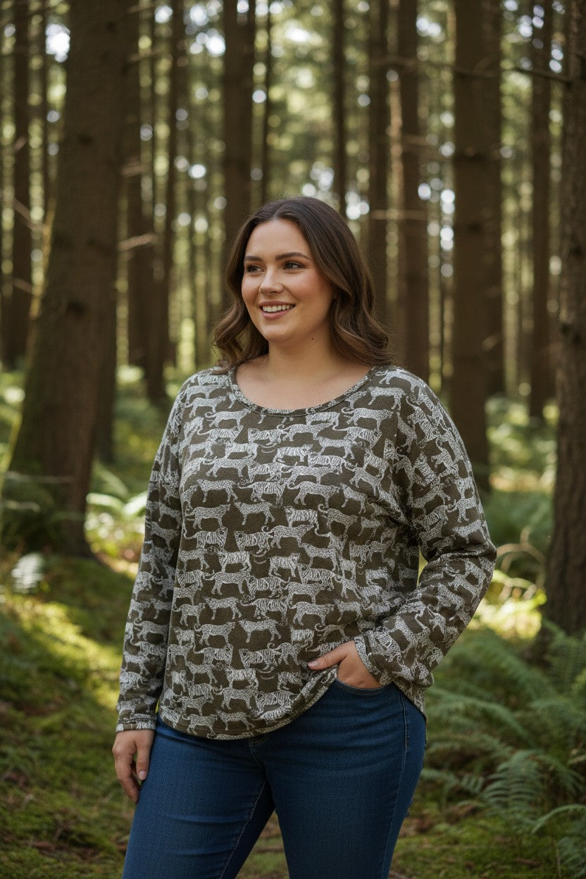 Bluza cu imprimeu marime mare 6-7XL maneca lunga