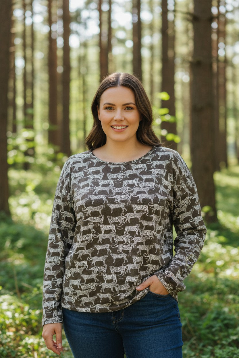 Bluza cu imprimeu marime mare 6-7XL maneca lunga