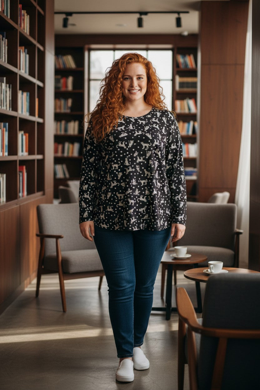 Bluza cu imprimeu marime mare 6-7XL maneca lunga